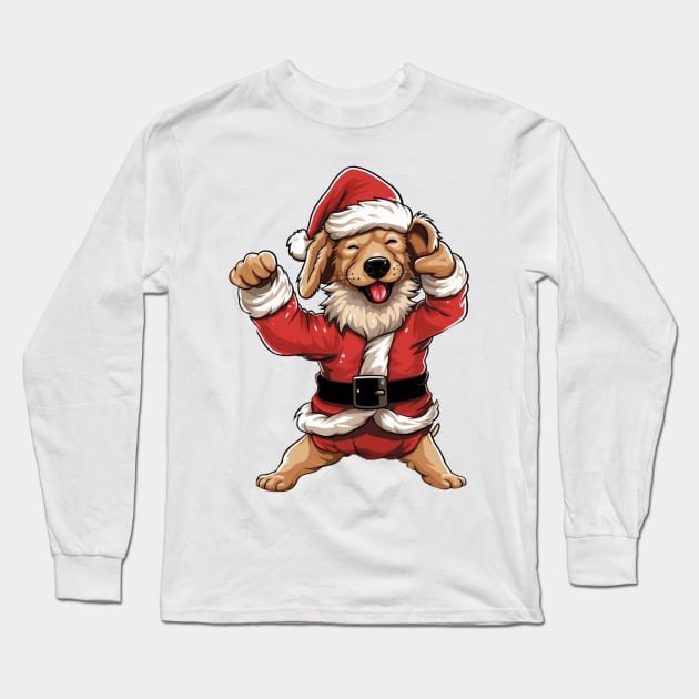 Cartoon Christmas Cocker Spaniel Dog Dancing Long Sleeve T-Shirt by Chromatic Fusion Studio